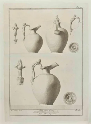 Nicola Fiorillo, Ancient Roman Jars, Etching, 18th Century