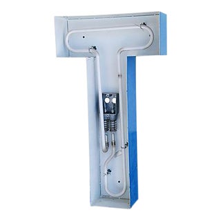 Large 30" Tall Industrial Blue & White Metal Marquee Letter T For Sale