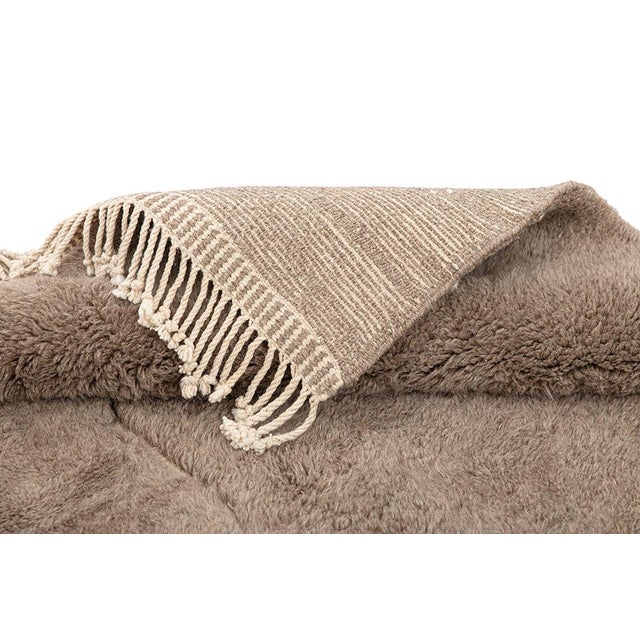 Taupe Abstract Fractured Line Hand-Knotted Moroccan Wool Rug | 9'4" X 7'1" | One of a Kind For Sale - Image 8 of 8