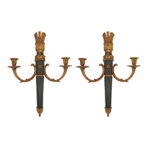 Mid-20th Century Italian Pair of Cast Metal 2-Light Wall Sconces by Palladio