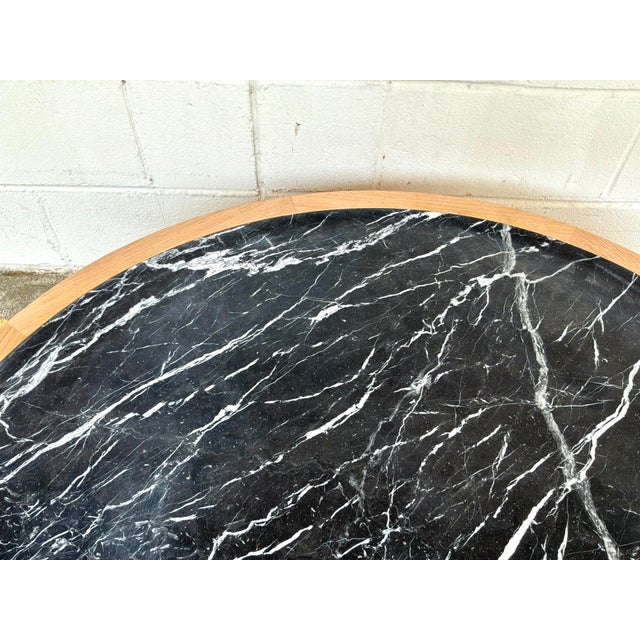 Modern Thomas Pheasant for Baker Modern Black Marble Drum Cocktail Table For Sale - Image 3 of 6