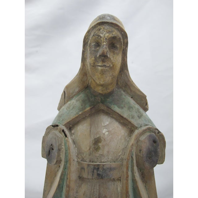 Wood Spanish Colonial Santos Polychrome Carved Wood Saint & Jesus Icon Set of 3 For Sale - Image 7 of 14