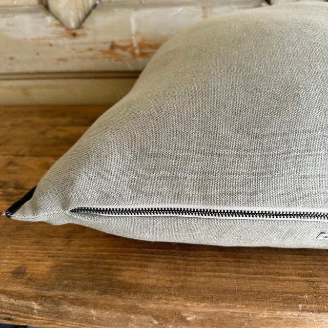 French, Stone Washed Linen Accent Pillow in Camouflage With Down Insert For Sale - Image 4 of 6