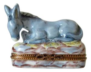 Limoges, France Hand-Painted Donkey Lidded Trinket Box