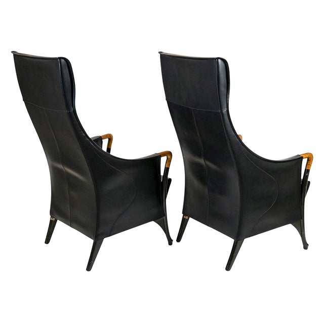 Mid-Century Leather Armchairs by Giorgetti, Set of 2 For Sale - Image 6 of 13