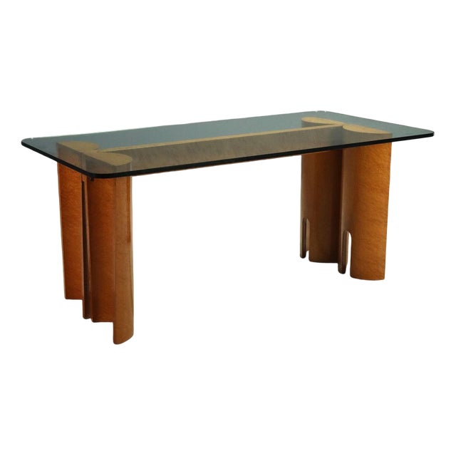 Vintage Burl and Crystal Table, Italy, 1970s For Sale