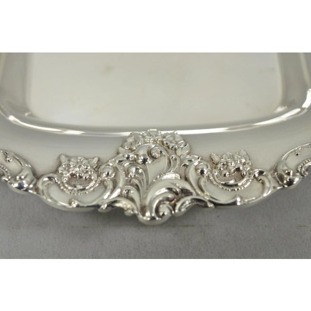 Silver Vintage Baroque by Wallace 210 Silver Plated Narrow Trinket Dish Serving Tray For Sale - Image 8 of 14