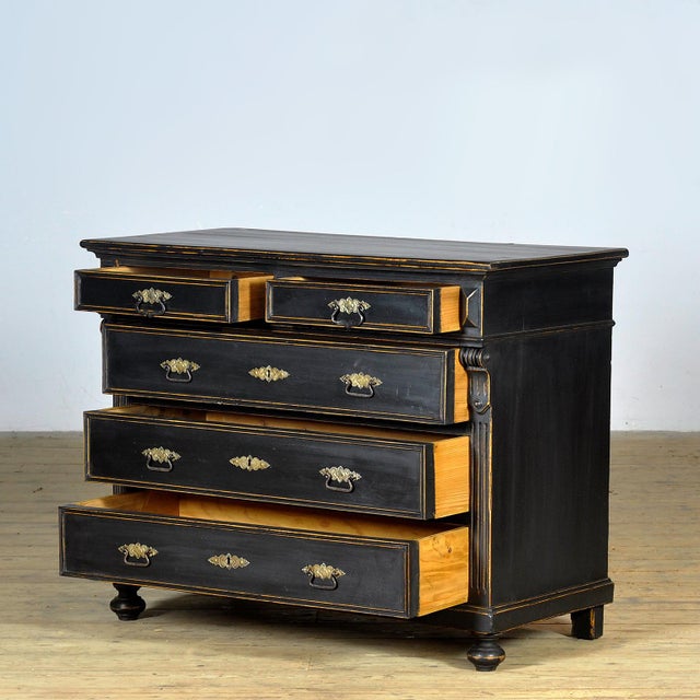 Black Chest of Drawers, 1900 For Sale - Image 4 of 15