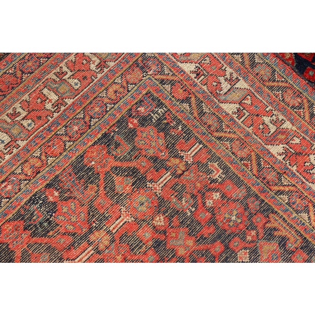 Antique Kurdish Rug With Navy Blue Field, Red Tribal Motifs and Ivory Border 4'9 X 6'5 For Sale - Image 10 of 10