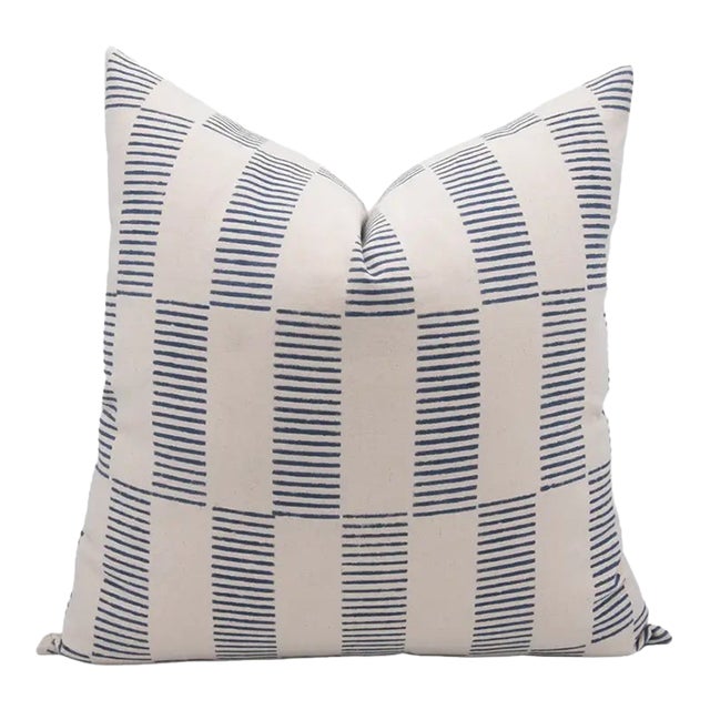 Fabdivine Artisan Block Print Throw Pillow Cover 14x14 Inch Duck Canvas-Zig-Zag For Sale