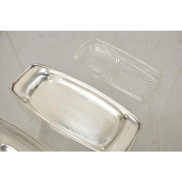 Vintage Gorham Yc 775 Silver Plated Modern Butter Dish W/ Glass Liner For Sale In Philadelphia - Image 6 of 9
