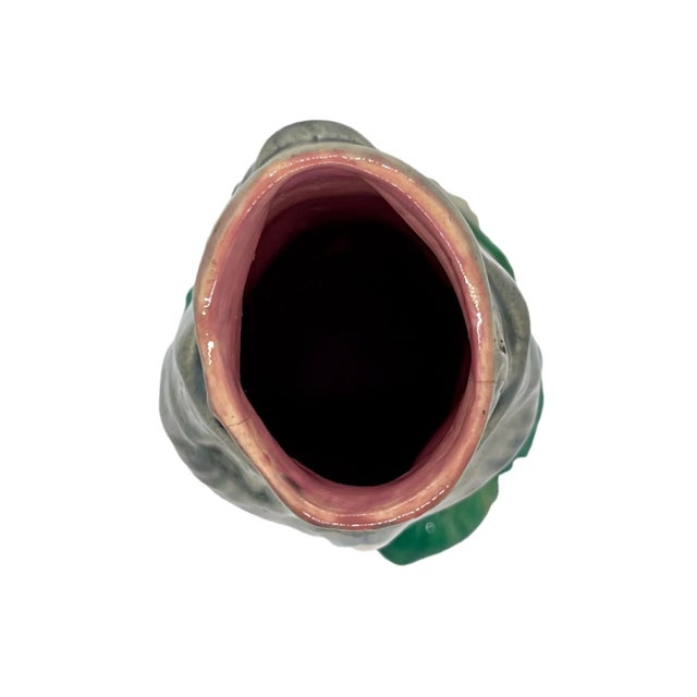 Minton Majolica Hand Holding Fish Vase, Bulrushes and Water Lilies, Dated 1868 For Sale - Image 9 of 13