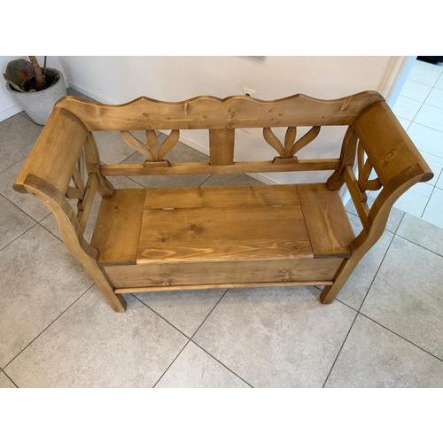Antique Farmhouse Kitchen Bench with Storage For Sale - Image 5 of 12
