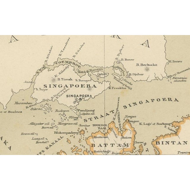 Antique Map of Riouw in Singapore by Dornseiffen, 1884 For Sale - Image 3 of 13