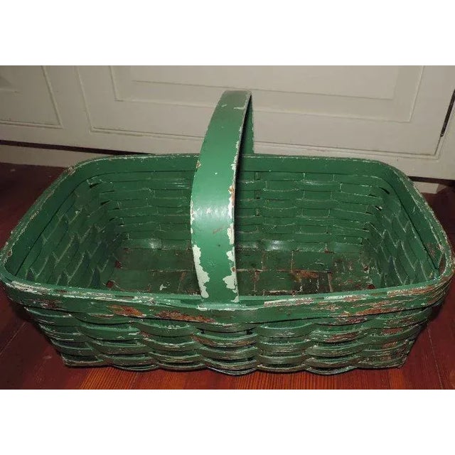 Textile 19th Century American Hand Woven Paint Decorated Splint Basket For Sale - Image 7 of 11