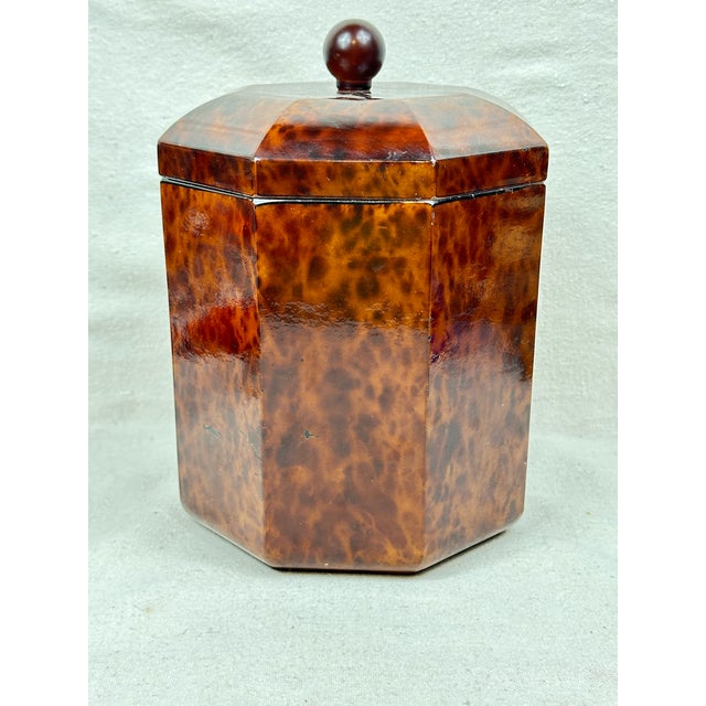 Vintage Faux Tortoiseshell Ice Bucket With Tools For Sale - Image 9 of 9