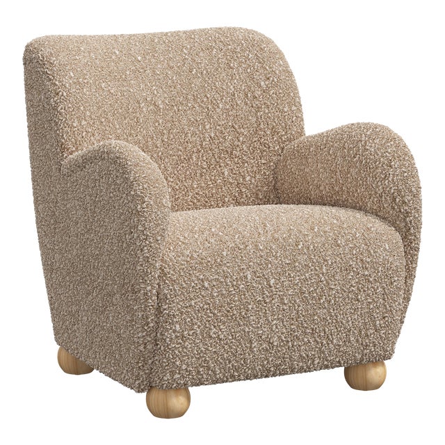Red from Scalamandre crafted by Cloth & Company Portland Chair in Plush Boucle Camel For Sale
