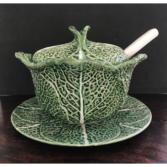 Portuguese Glazed Ceramic Soup Tureen With Underplate and Ladle Chairish