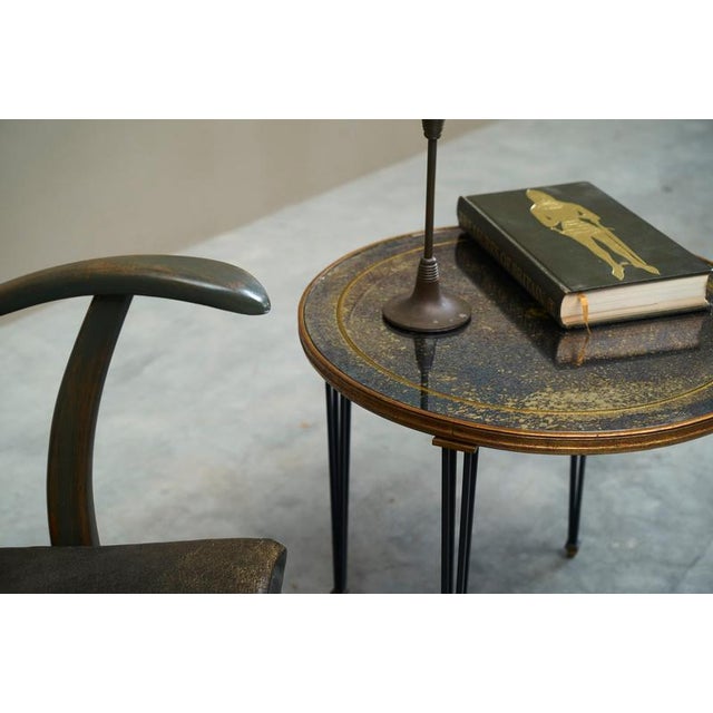 Mid-Century Side Table in Wrought Iron and Verre Eglomisé, 1940s For Sale - Image 15 of 17