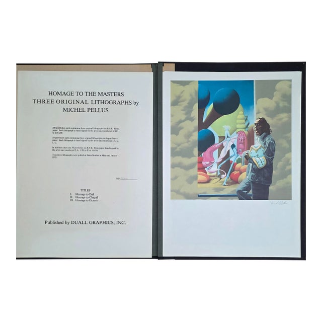 1970s "Homage to the Masters" Dali, Chagall & Picasso- Lithograph by Michel Pellus For Sale