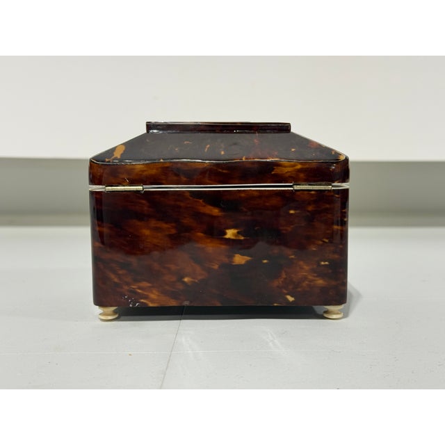 Dutch Dome-Top Faux Tortoiseshell Tea Caddy With Mounts, Circa 1830 For Sale - Image 4 of 10