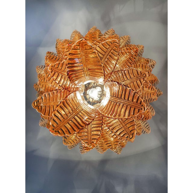 Large Italian Amber Murano Glass Felci Chandelier, 1990 For Sale - Image 16 of 18
