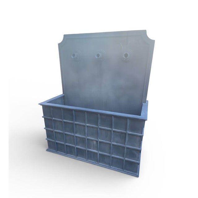 Architectural Lead-Gray Zinc Triple-Spout Wall Fountain For Sale - Image 4 of 7