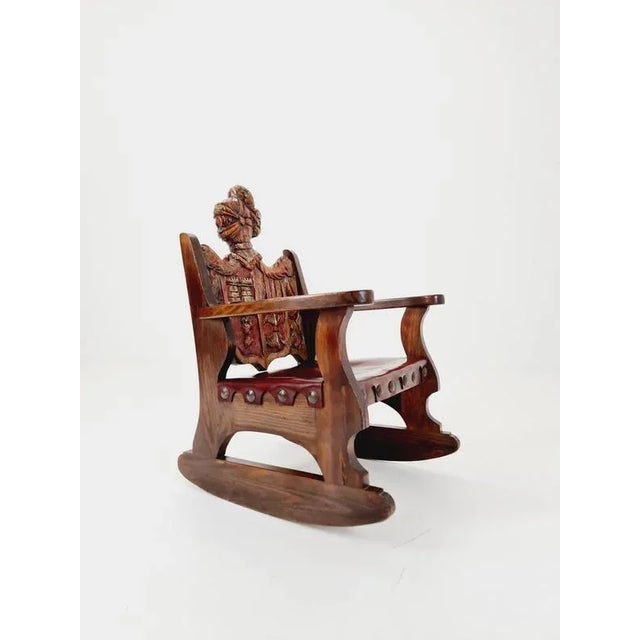 Antique Spanish Hand-Carved Wood Rocking Armchair, 1900s For Sale - Image 18 of 18