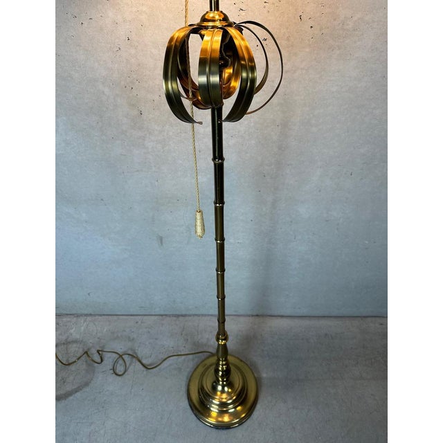 Vintage Brass Faux Bamboo Floor Lamp For Sale - Image 6 of 14