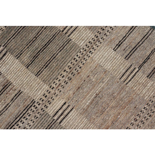 Tribal Design Rug With Checkered Pattern in Teal, and Brown by Keivan Woven Arts For Sale - Image 11 of 11