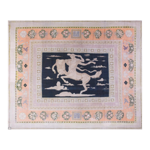 1890s Black Depicting Centaury Antique Bessarabian Rug 11'6" X 14' Flatweave Wool Carpet