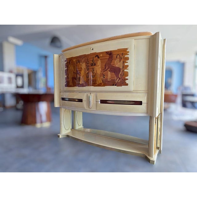 Mid-Century Modern Mid-Century Modern Italian Parchement Bar Cabinet by Dassi, 1950s For Sale - Image 3 of 18