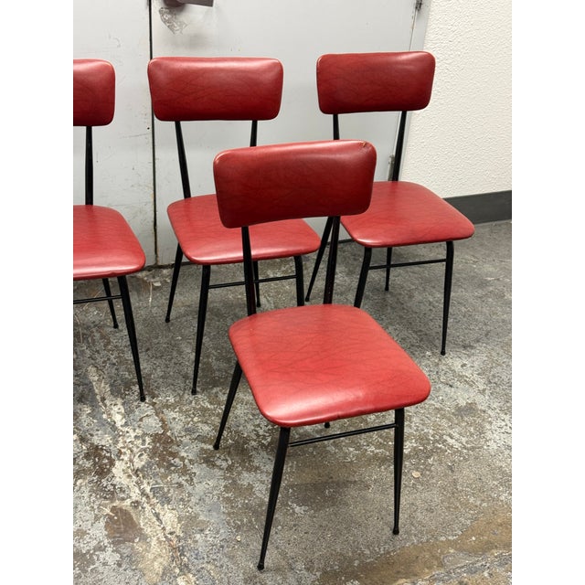 Red Italian Circa 1930's Modernist Dining Chairs, Set of Four For Sale - Image 8 of 12