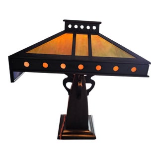1910 Slag Glass Mission Lamp For Sale
