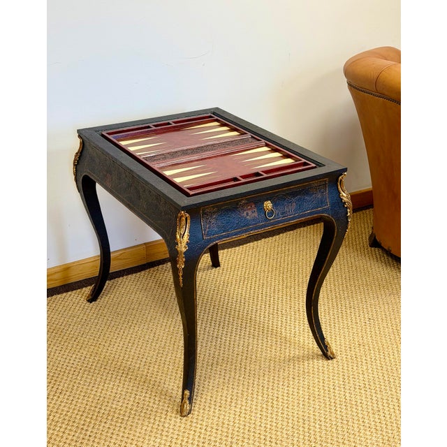 Vintage Maitland Smith Hollywood Regency 3 in 1 Chess Backgammon Games Table For Sale - Image 10 of 14