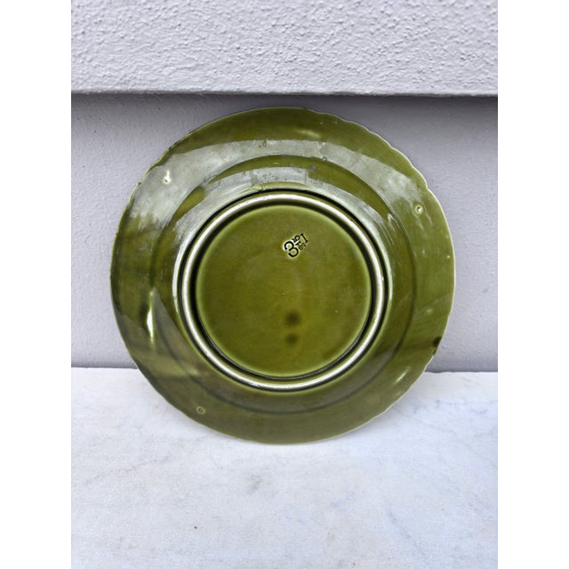 Late 19th Century 19th Century Green Majolica Bird Plate Sarreguemines For Sale - Image 5 of 5
