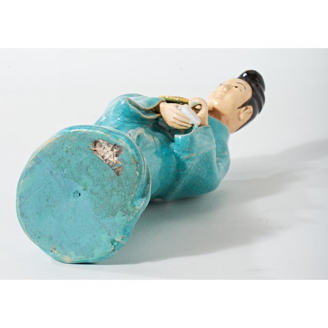 Early 20th Century Chinese Figurine of Lady in Blue With Fan For Sale - Image 17 of 17