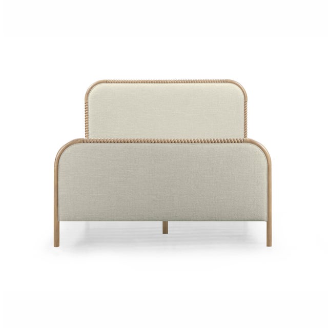 Wood Hatia Natural Basketweave Queen Panel Bed For Sale - Image 7 of 11