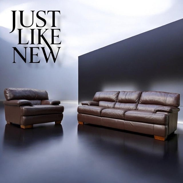 Italian Italy Signature Edition Leather Sofa Set- 2 Pieces For Sale - Image 3 of 5