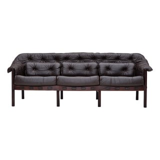 Scandinavian 3-Seater Sofa in Leather by Arne Norell, 1970s For Sale