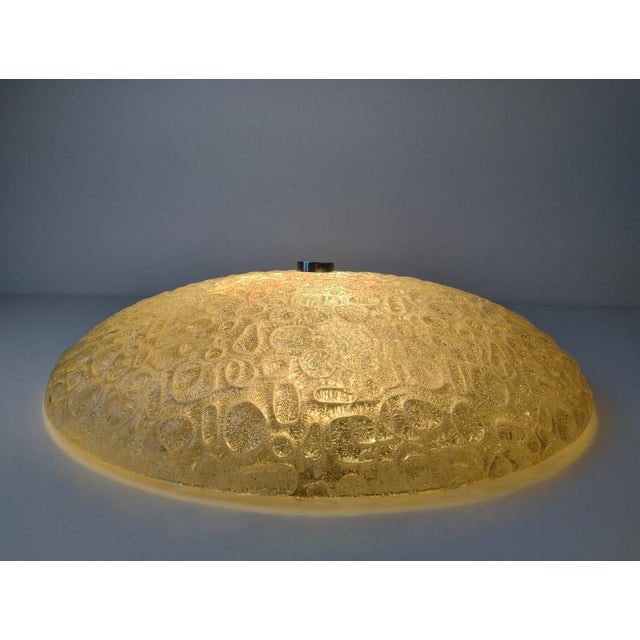Large Mid-Century Modern Textured Glass Flush Mount or Wall Light, Germany, 1970s For Sale - Image 14 of 18