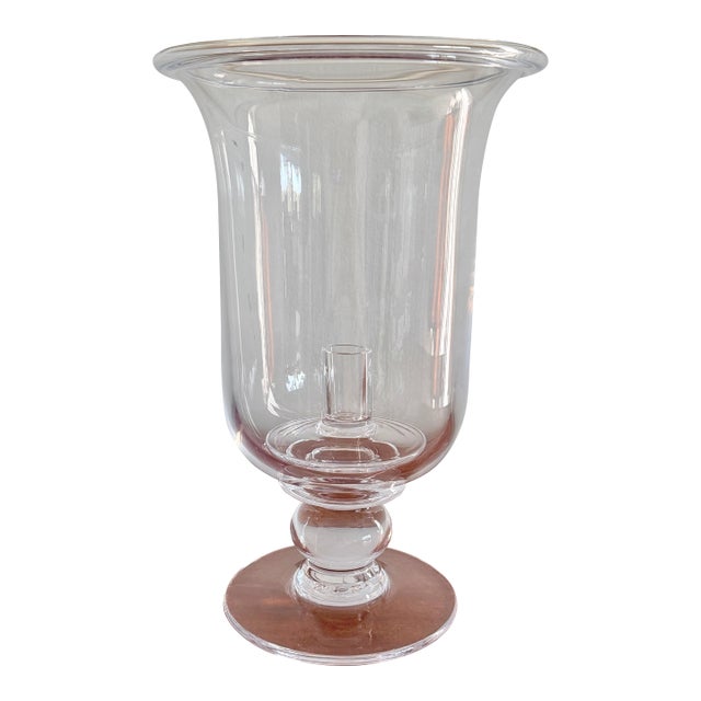 Simon Pearce Signed 12" Glass Hurricane, Candle Holder Hartland Pattern For Sale