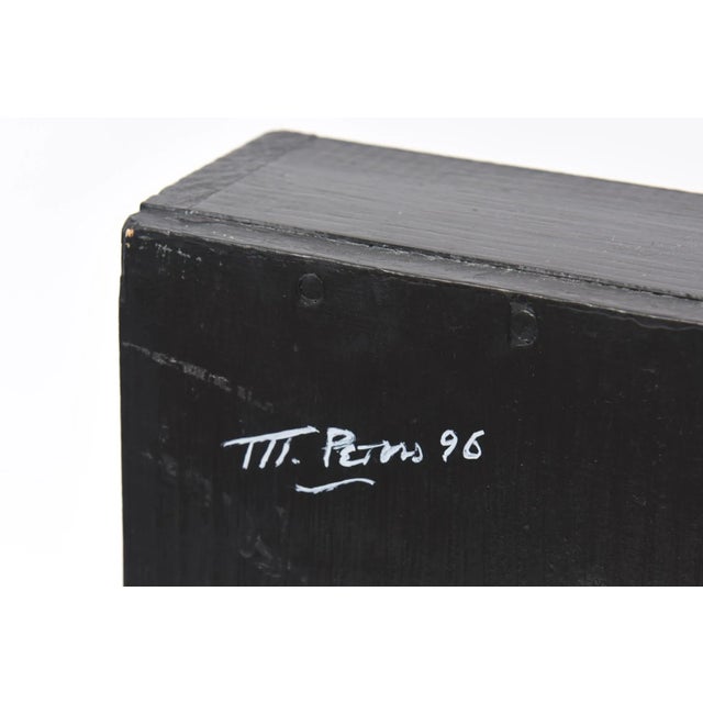 90's Louise Nevelson Style Dimensional Black Wood Assemblage Box Sculpture SIgned For Sale - Image 12 of 13