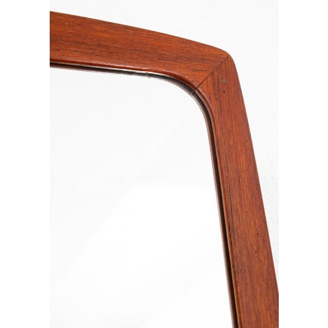 Wood Mid Century Danish Modern Mirror Wall Hanging Bathroom Solid Teak Abstract MCM For Sale - Image 7 of 12