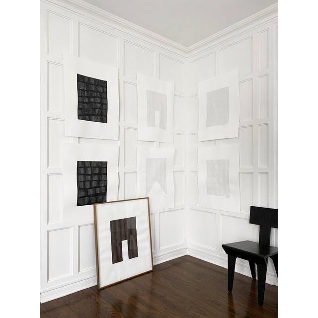 "Riptide I" Contemporary Minimalist Original Abstract Black Painting on Paper by Victoria Holly For Sale - Image 4 of 5