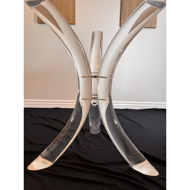 Transparent 1970s Charles Hollis Jones-Inspired 3-Prong Lucite Vintage Dining Table For Sale - Image 8 of 11