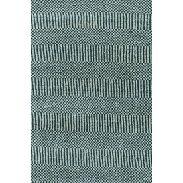 Rug & Kilim Rug & Kilim’s Modern Rug in Blue and Cream, With Stripes and Geometric Patterns For Sale - Image 4 of 8