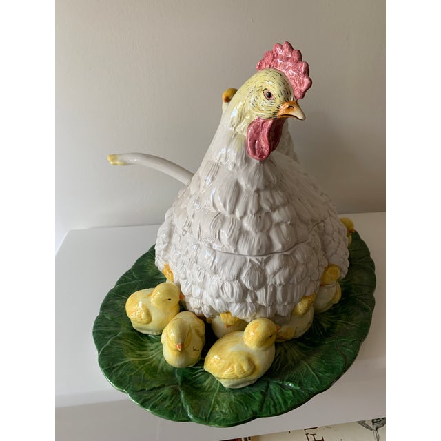 Late 20th Century Intrada Hen Soup Tureen With Baby Chicks, Ladle and Serving Tray 8 Pieces