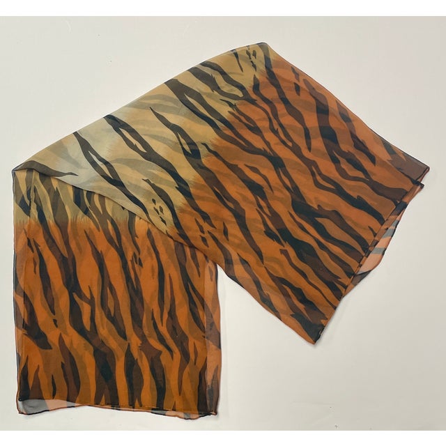 1960 Tiger Printed Silk Chiffon Scarf - For Sale - Image 4 of 4