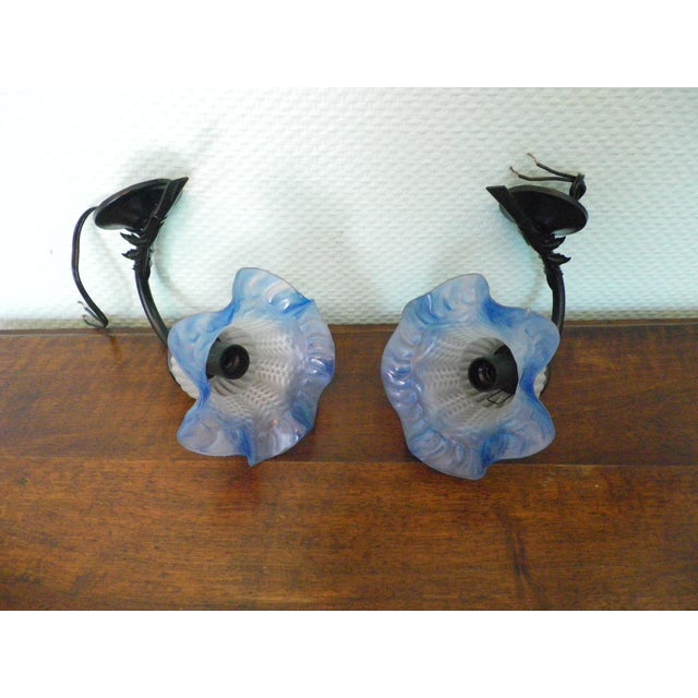 Vintage Wall Lights with Opaline Glass, 1970s, Set of 2 For Sale - Image 4 of 16